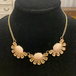Vintage Lauren Conrad Gold Tone Pink Floral Flower Choker Pendant Necklace